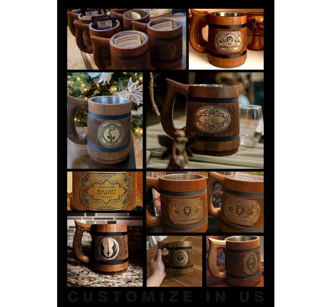 Lord Of The Ring handcrafted wooden tankard