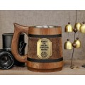 Smiling Dungeon Master Wooden Beer Stein for Tabletop Gamers, Unique Dungeon Master Beer Mug