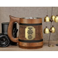 Smiling Dungeon Master Wooden Beer Stein for Tabletop Gamers, Unique Dungeon Master Beer Mug