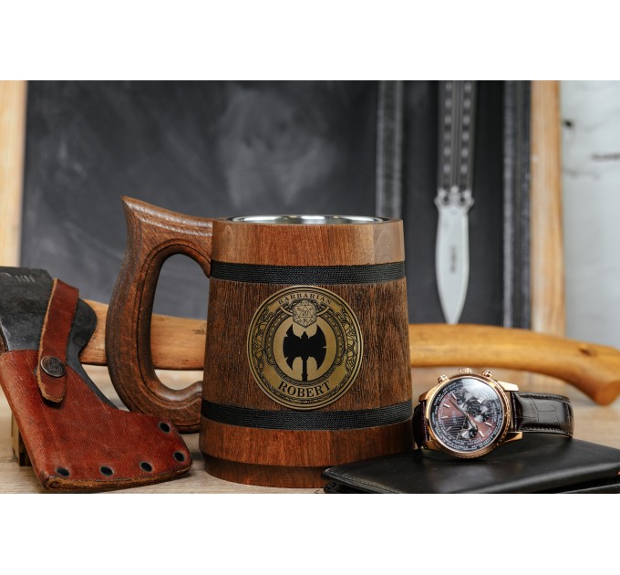 Dungeons and Dragons Barbarian wooden tankard