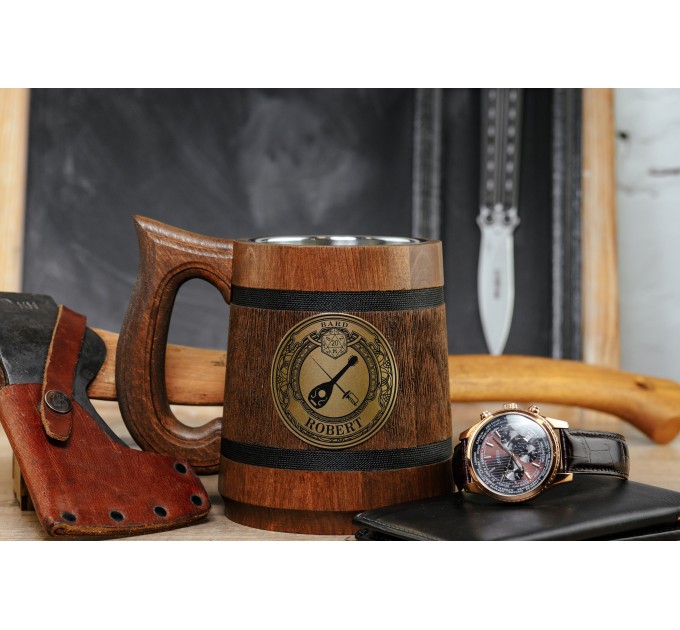 Dungeons and Dragons Bard wooden tankard