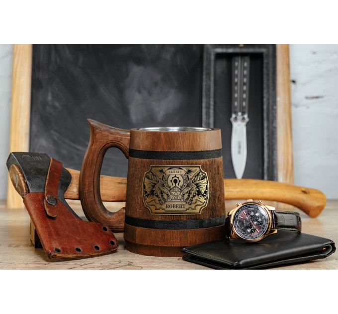 Cleric Dungeons and Dragons wooden mug