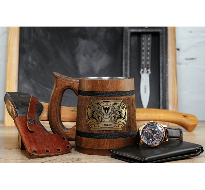 Paladin Dungeons and Dragons wooden mug