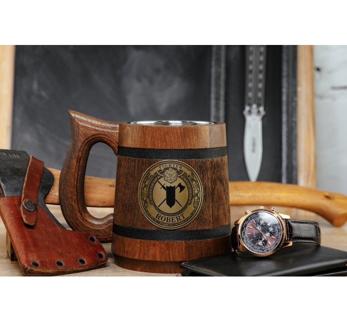 Dungeons and Dragons Fighter wooden tankard