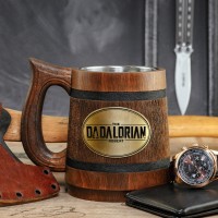 The Dadalorian personalized wooden mug
