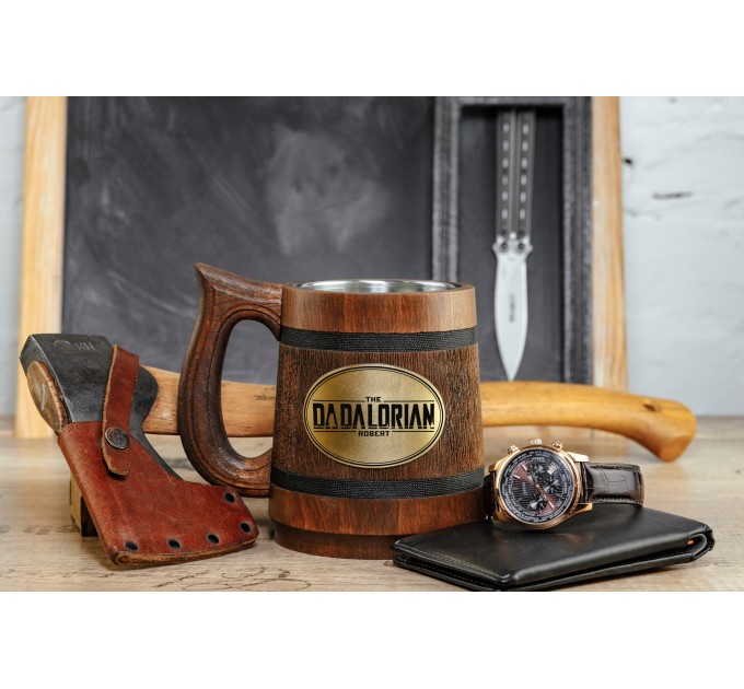 The Dadalorian personalized wooden mug