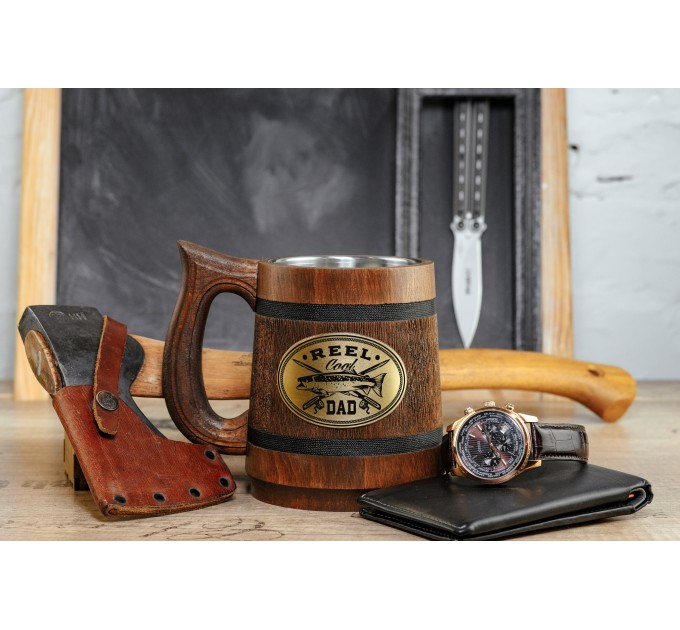 Reel Cool Dad wooden mug