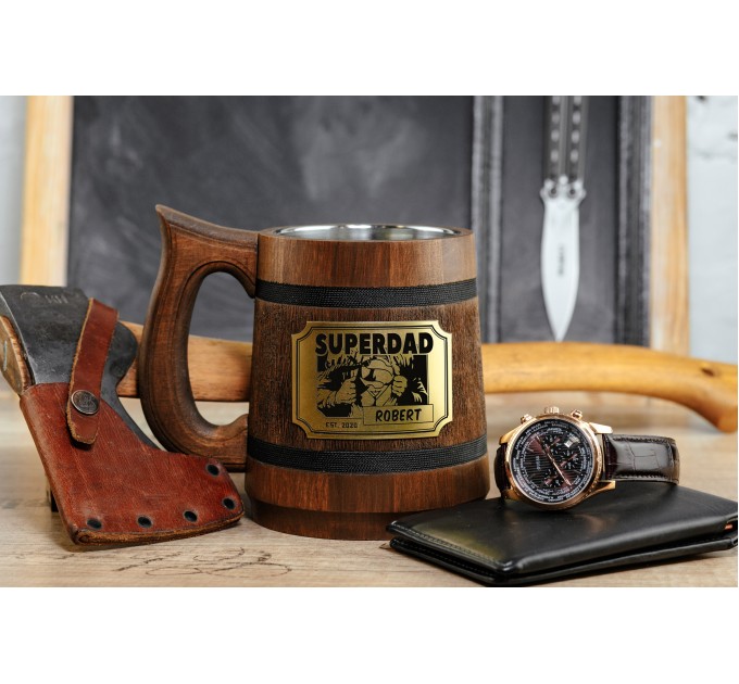 Superdad personalized beer mug