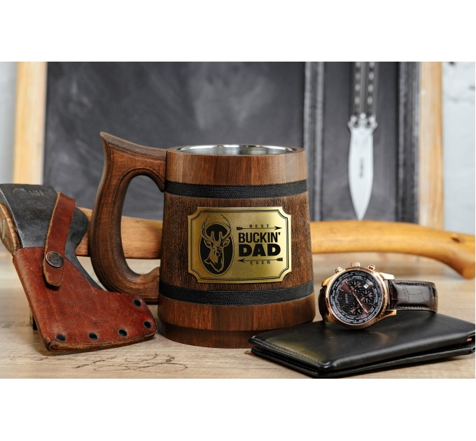 Best Buckin Dad wooden mug