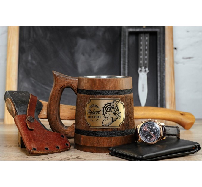US Army Custom Wooden Mug, Navy Air Force Groomsmen Gift