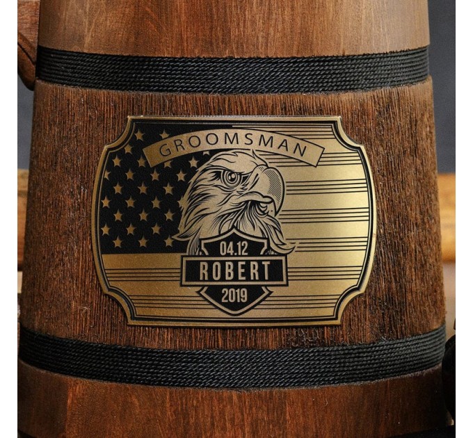 Father of the Bride Beer Mug, Groomsman Wooden Stein 