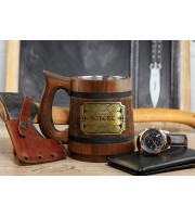 Groomsmen Personalized Celtic  Wooden Beer Mug 