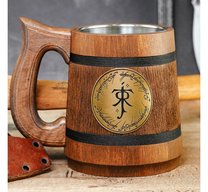 Lord Of The Ring handcrafted wooden tankard