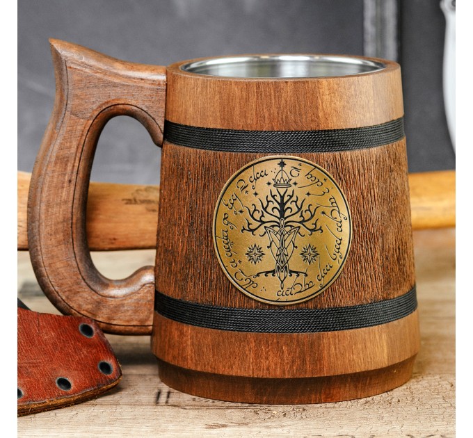 Gondor White Tree wooden stein