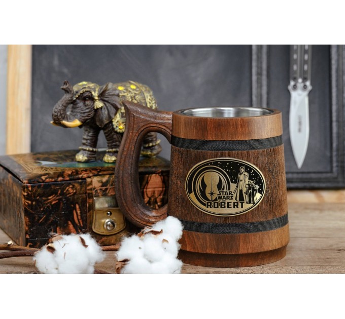 Jedi Handmade Mug, Star Wars Personalized Gift, Star Wars Beer Stein, Jedi Beer Tankard, Nerd Xmas Gifts, Engraved Geek Stein, Boyfriend Mug