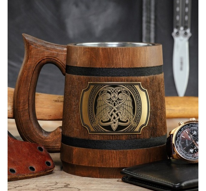 Odin's Raven Huginn and Muninn Viking Mug