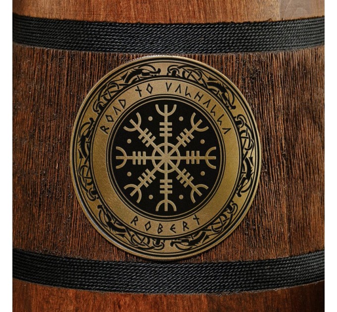 Viking runes compass  wooden tankard