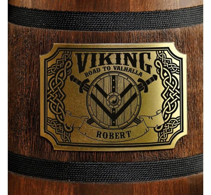 Viking Shield Road to Valhalla wooden stein