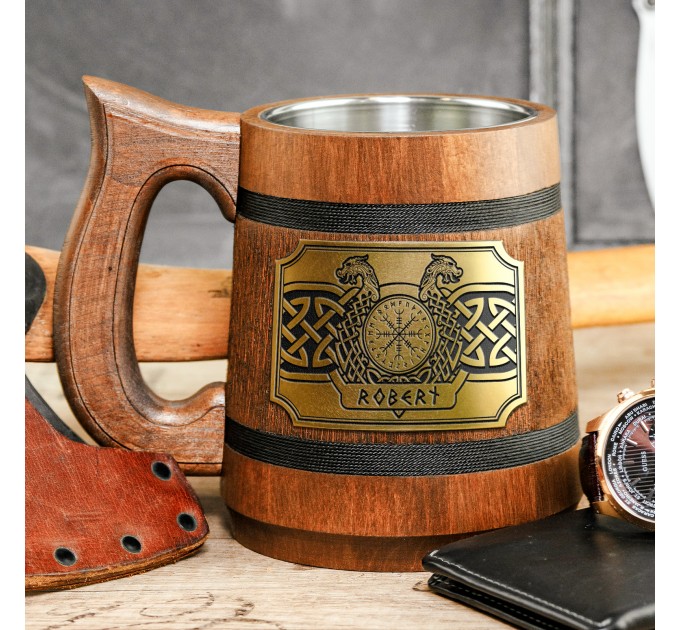 Dragons of the Sea ship with runes compass stein