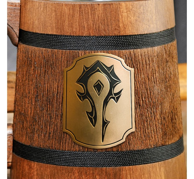 Engraved Mug Horde sign, Warcraft Wooden Gift