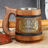 World of Warcraft Dwarf Wooden Mug, Personalized Alliance Gift World of Warcraft Dwarf Wooden Mug, Personalized Alliance Gift
