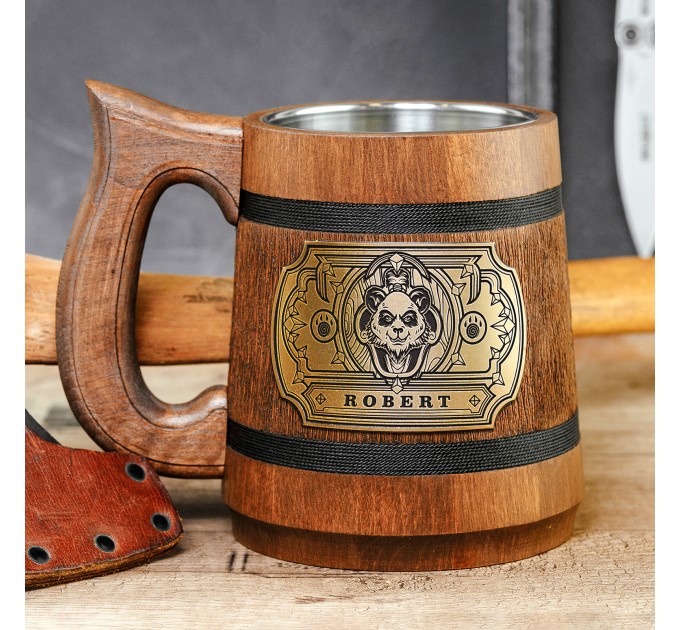 Pandaren Alliance Personalized Gift, World of Warcraft Wooden Mug