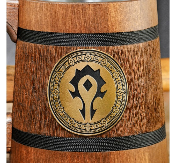 For the Horde beer Mug, Warcraft Engraved Wooden Gift