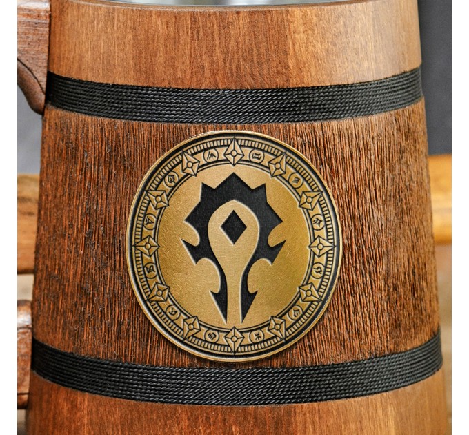 For the Horde beer Mug, Warcraft Engraved Wooden Gift